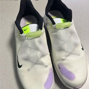 Nike White and Purple Slip-On Golf Shoe